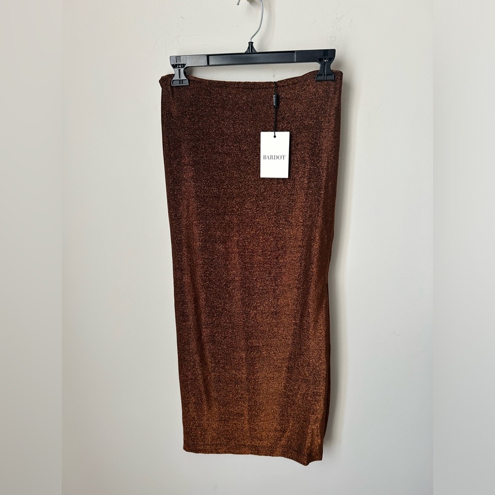 Bronze brown pencil Midi Skirt